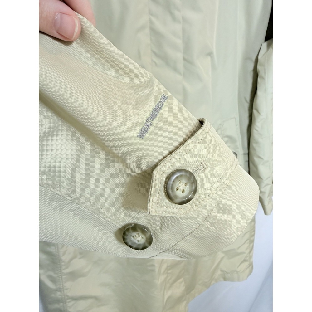 Eddie Bauer WeatherEdge Trench Coat Womens Medium Beige Rain Jacket Minimalist - Picture 8 of 16